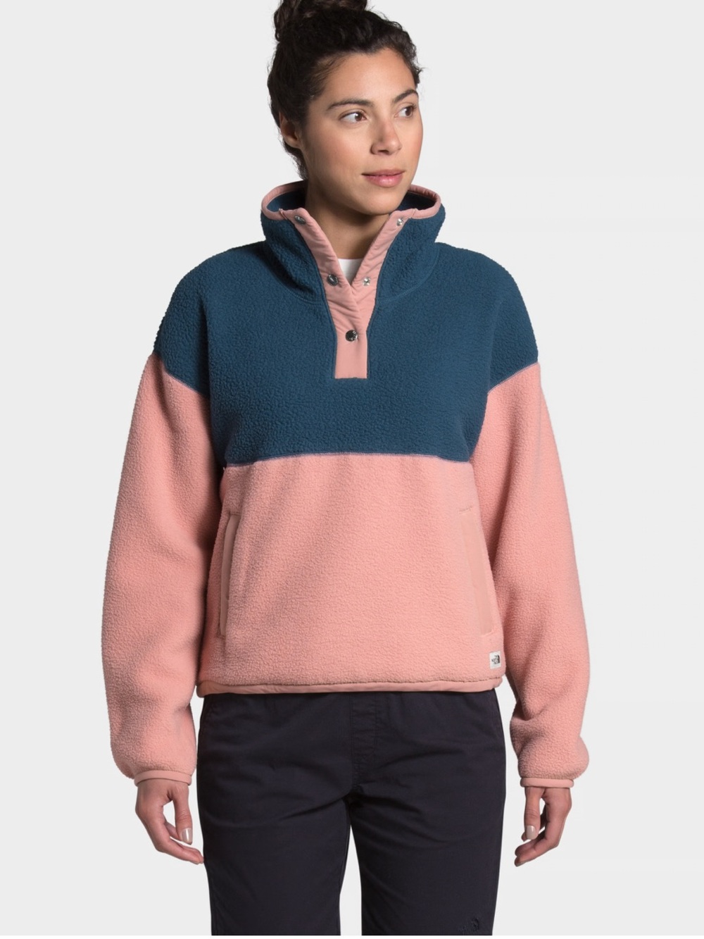 The North Face Women's Cragmont 1/4-Snap Fleece Pullover- Pink & Teal XL